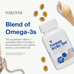 Forever Arctic Sea Omega-3 gluten-free badge on packaging for gluten-free diets.