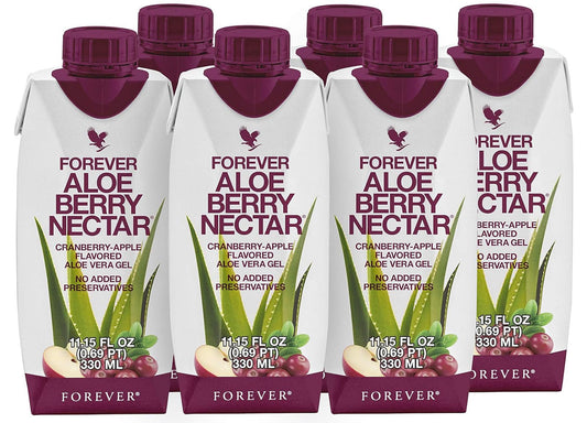 Forever Living Aloe Berry Nectar bottle pour for refreshing daily sip.