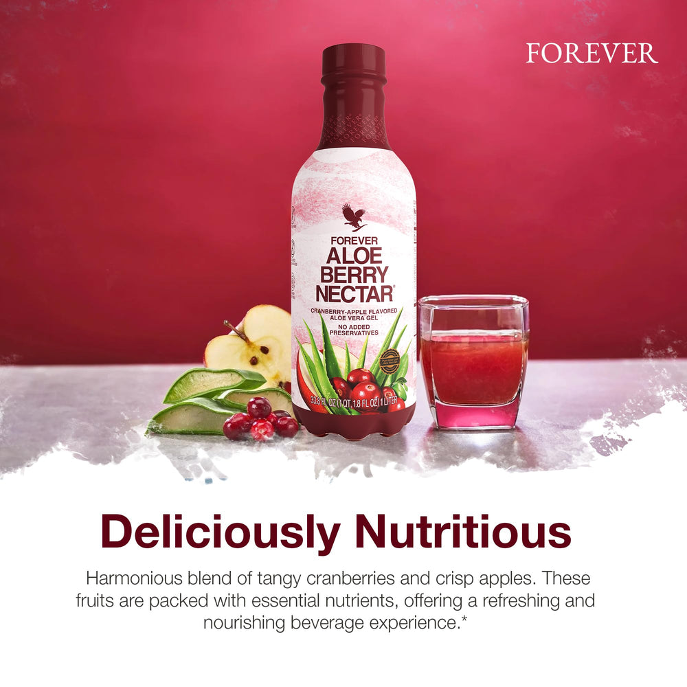Forever Living Aloe Berry Nectar cranberries and apples blend provides tasty hydration.