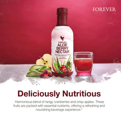 Forever Living Aloe Berry Nectar cranberries and apples blend provides tasty hydration.