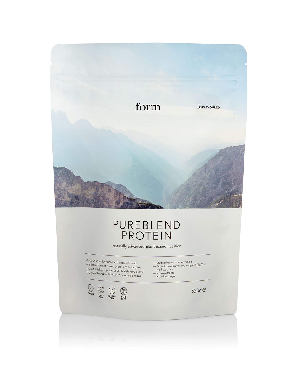 Form Pureblend Protein canister closeup for clean plant-based nutrition
