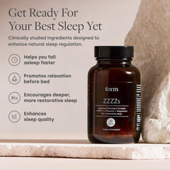 Form ZZZZs packaging box highlighting minerals and absorption benefits.