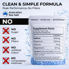 Nutrition facts highlight sodium, potassium and magnesium per serving