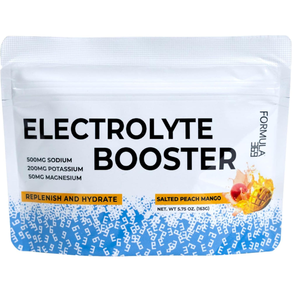 Formula 369 Electrolyte Booster salted peach mango bottle for daily hydration during training