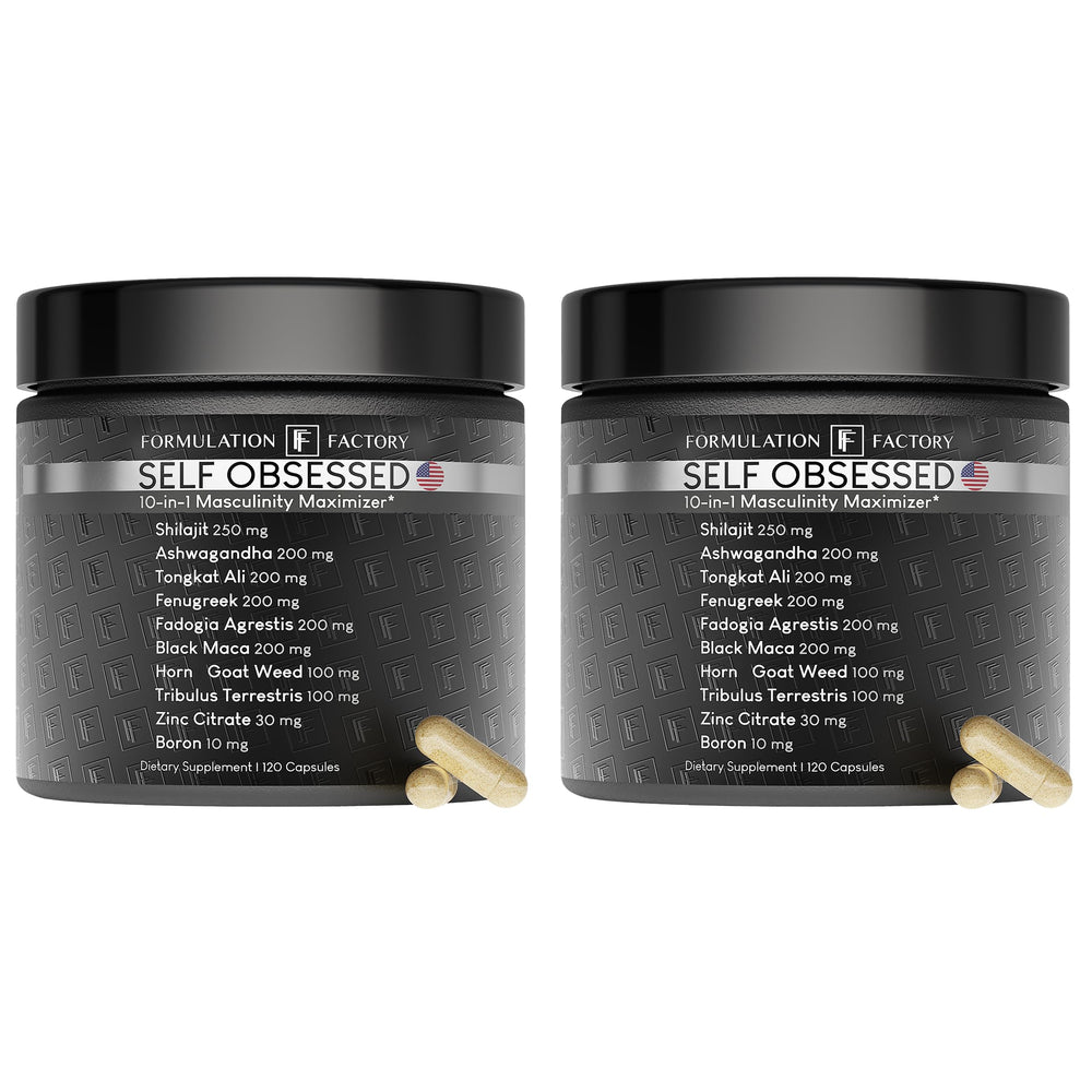 Formulation Factory Self Obsessed bottle front — premium vitality support for daily energy.
