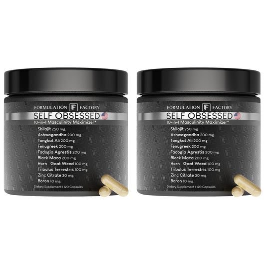 Formulation Factory Self Obsessed bottle front — premium vitality support for daily energy.