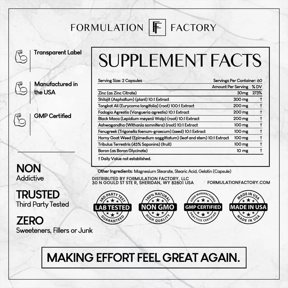 Formulation Factory Self Obsessed natural ingredients spotlight Shilajit, Ashwagandha, Tongkat Ali for wellness.