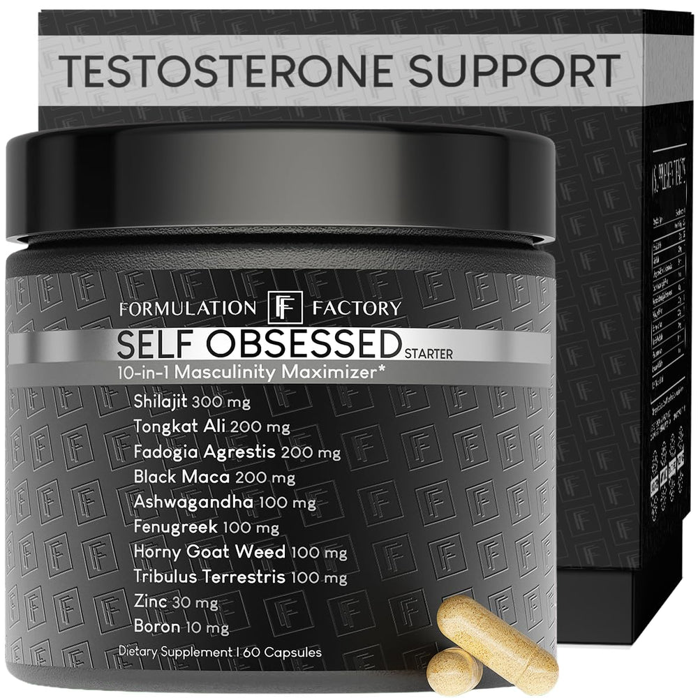 Formulation Factory Testosterone Starter bottle on table, supporting foundational vitality