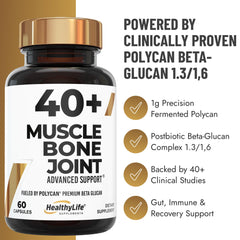Forty-plus Muscle Bone Joint Advanced Support clinical-trial summary graphic.