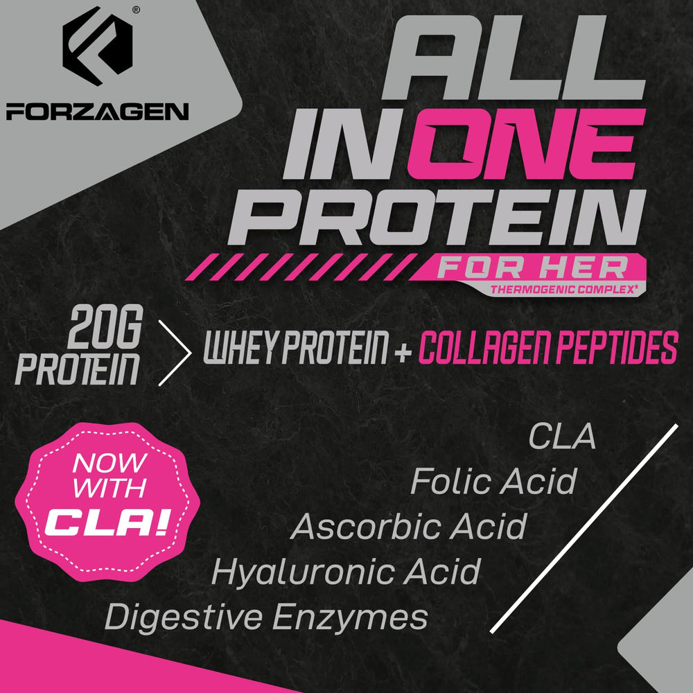 Forzagen All in One Protein for Her post-workout shake glass shows a tasty recovery option.