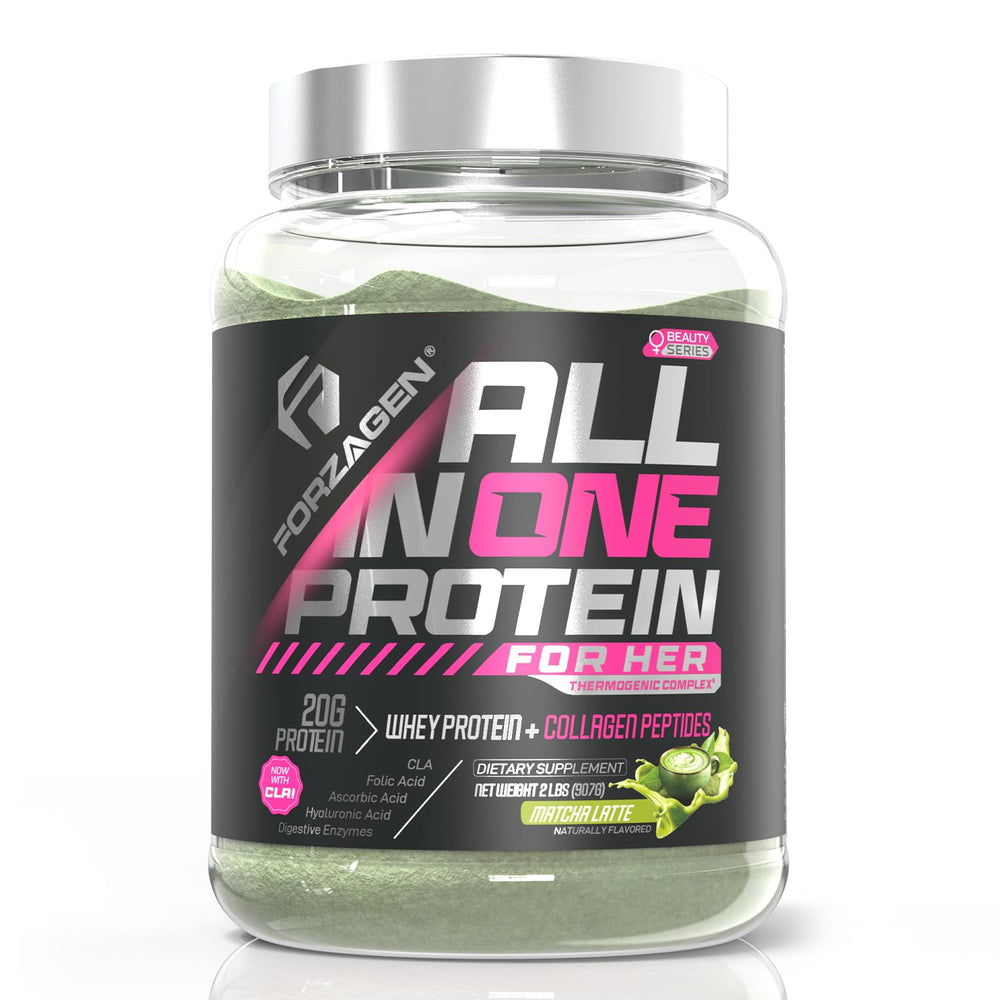 Forzagen All in One Protein for Her packaging highlights balanced recovery formula