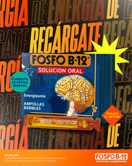 Front view of Fosfo B-12 ampoule box for easy access