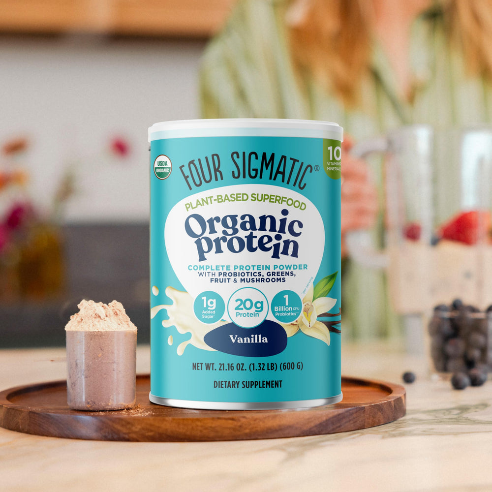 Four Sigmatic organic ingredients like coconut milk powder, maple syrup, and monk fruit.