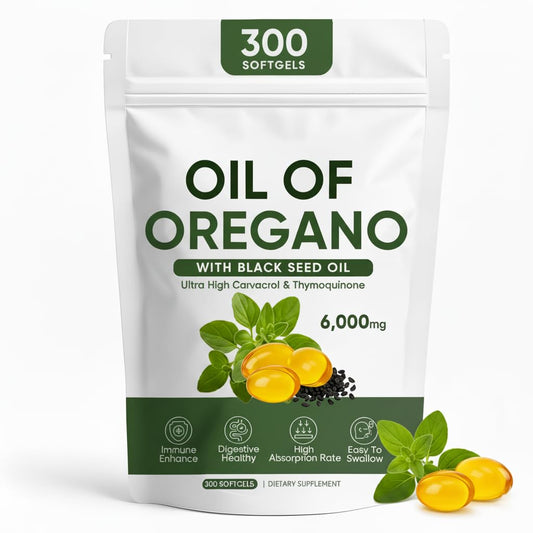 FQMUEV oregano oil softgels bottle ready for daily wellness support.