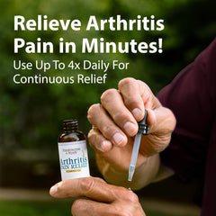 FRANKINCENSE & MYRRH rubbing oil applied to the hand for joint comfort.