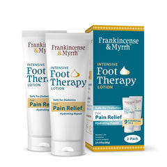 Frankincense & Myrrh Foot Pain Relief Cream bottle shown for soothing foot comfort