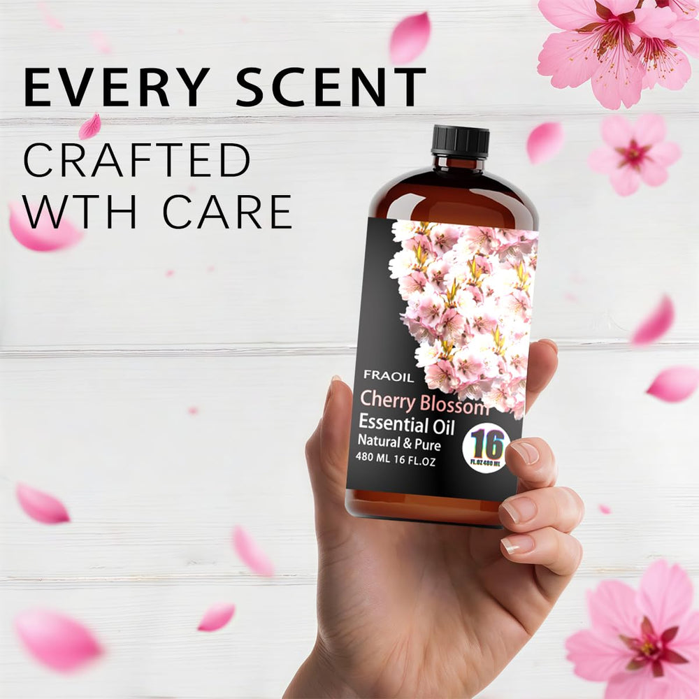 FRAOIL Cherry Blossom oil ready for diffuser use to create a serene ambiance.