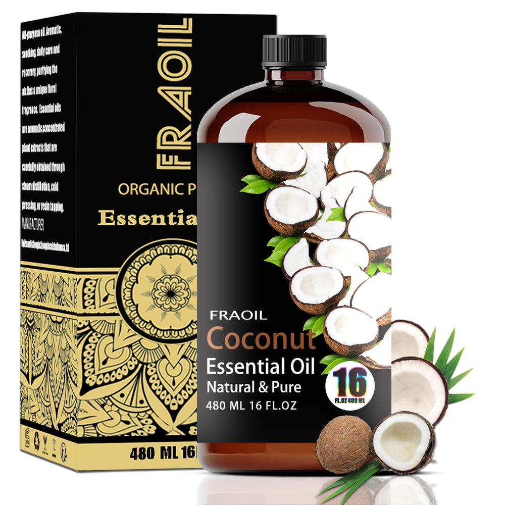 FraOil Coconut Essential Oil 16 oz bottle for diffusers and home aromatherapy.