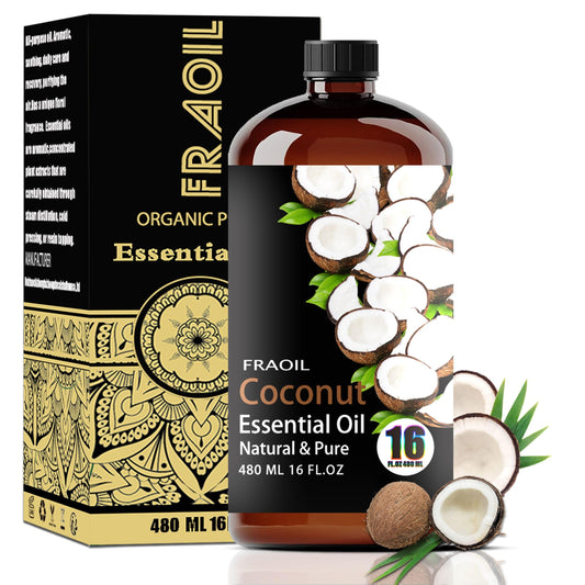 FraOil Coconut Essential Oil 16 oz bottle for diffusers and home aromatherapy.