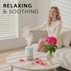 FRAOIL Geranium oil in a cozy room creating a relaxing aroma.
