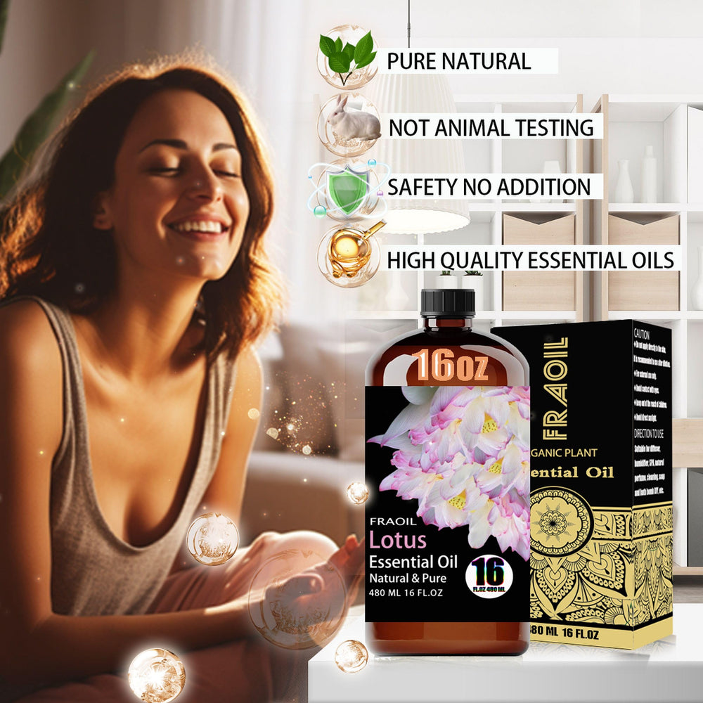 FRAOIL Lotus Essential Oil with dropper cap for precise, mess-free dispensing.