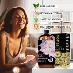 FRAOIL Lotus Essential Oil with dropper cap for precise, mess-free dispensing.