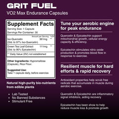 Freak Shake Grit Fuel Endurance capsules closeup highlighting epicatechin and quercetin.