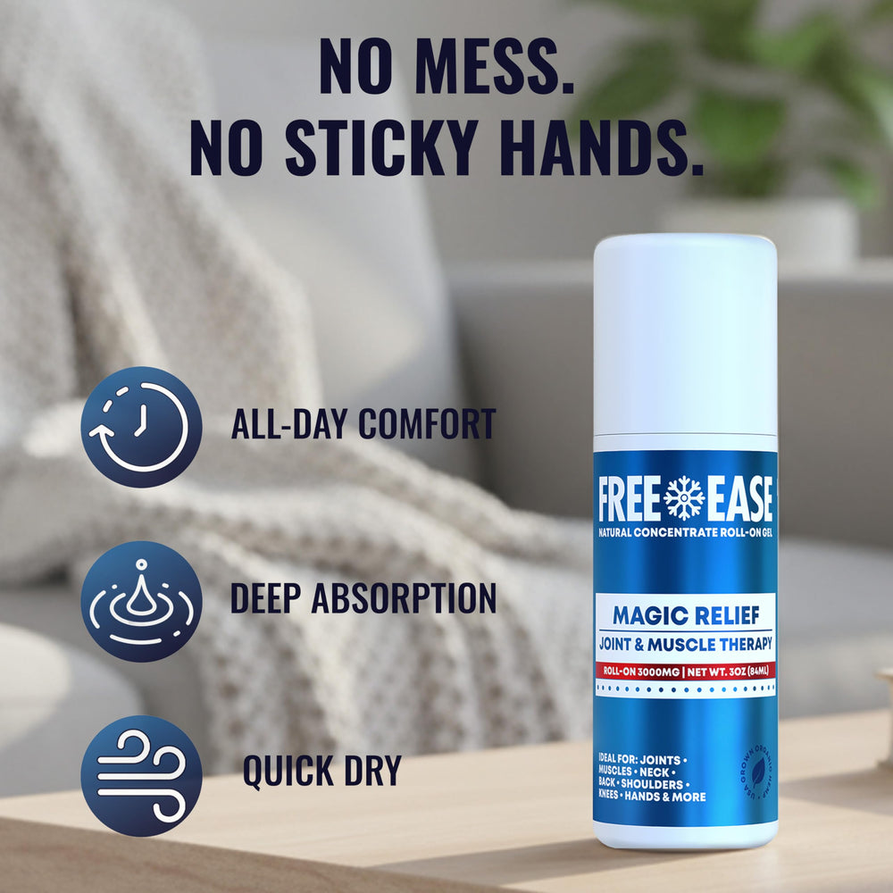 Free-Ease Magic Relief Roller compact travel size fits gym bag or desk.