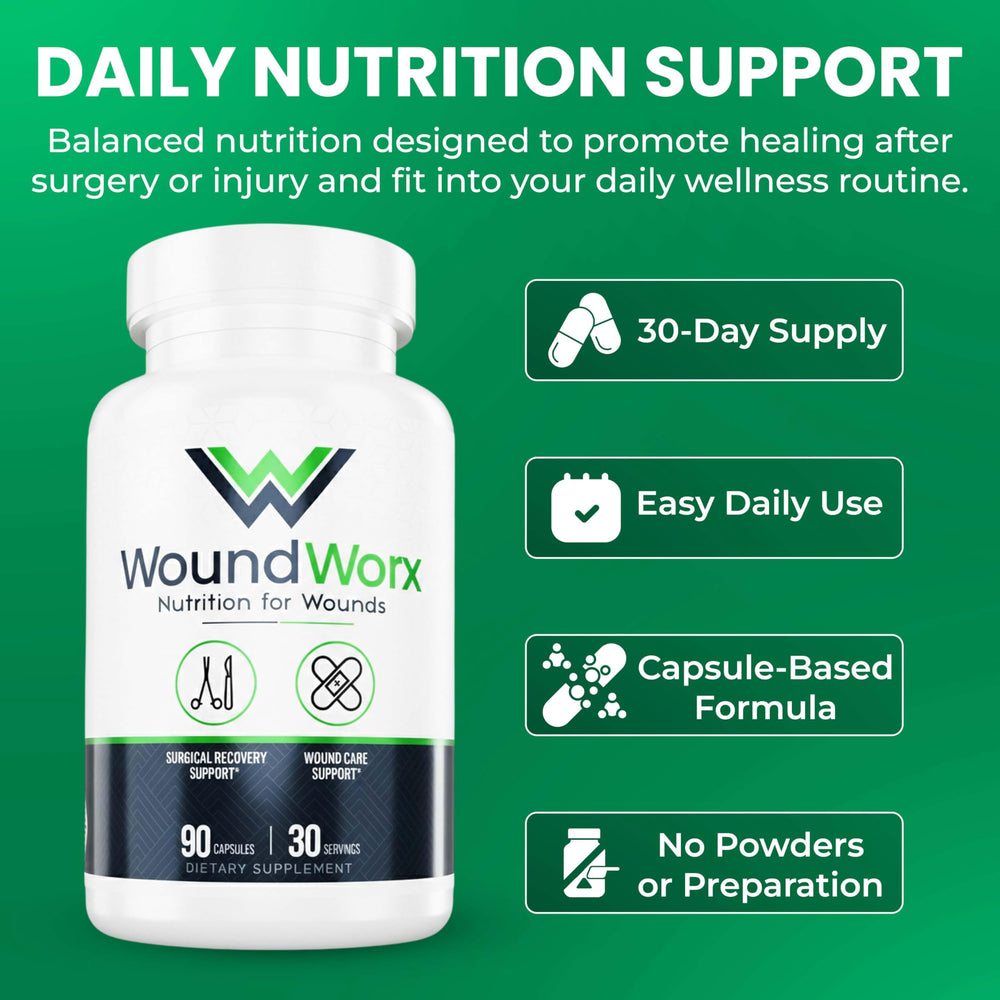 Free Life Labs WoundWorx bottle pour captures easy daily dosing.