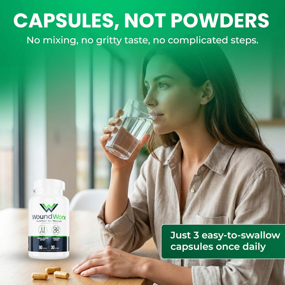 Free Life Labs WoundWorx ingredient list highlights vitamins and minerals.