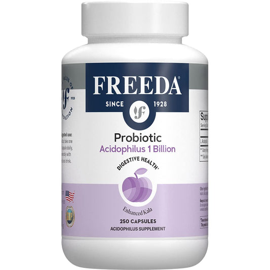 FREEDA Acidophilus probiotic bottle with capsules for gentle daily gut balance