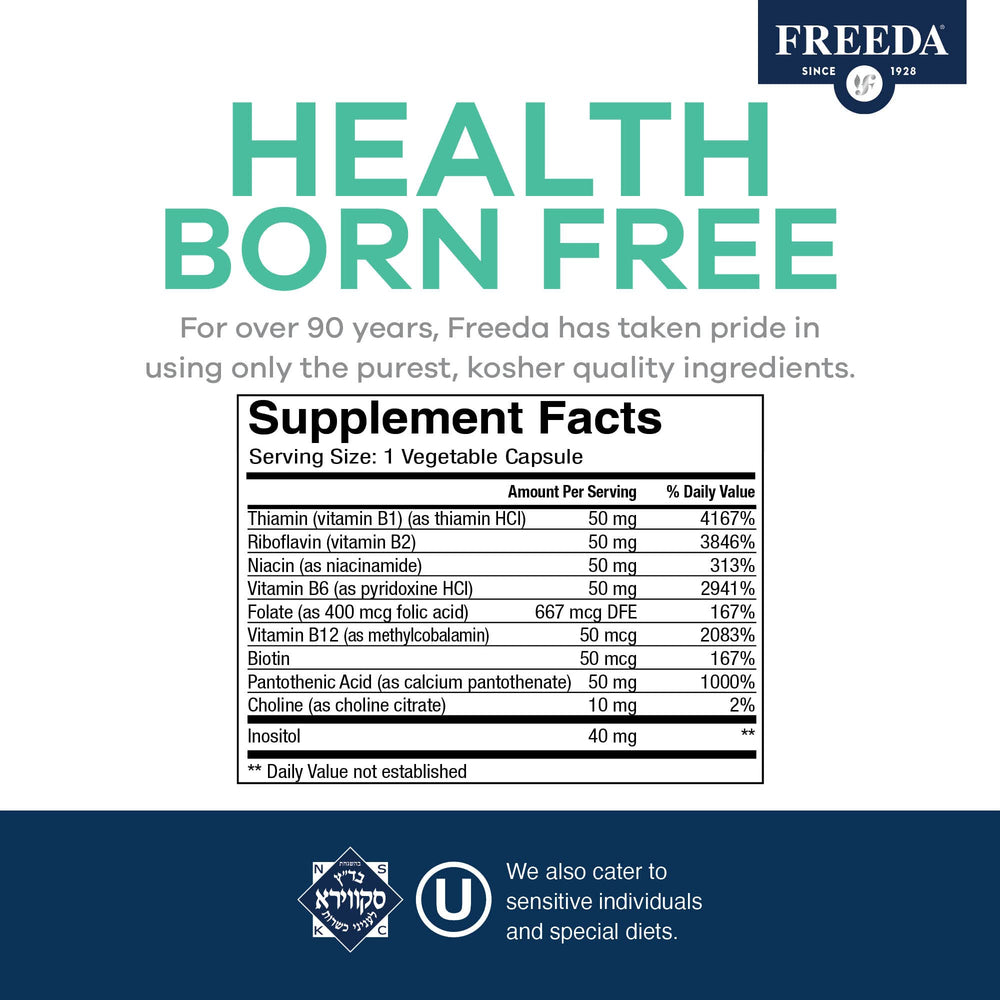 FREEDA B-Complex Capsules vegan formula badge