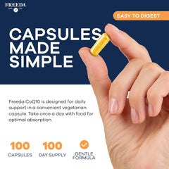 Freeda CoQ10 100mg bottle label with kosher certification.
