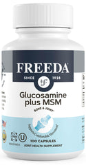 FREEDA Glucosamine MSM bottle front for vegan joint support and active living.