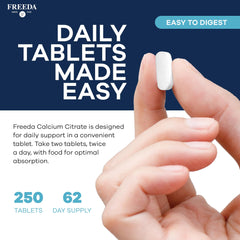 Freeda Kosher-certified vegan calcium citrate box emphasizing clean ingredients