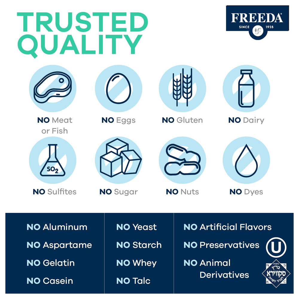 Pouring Freeda magnesium citrate tablets from the bottle into a hand.
