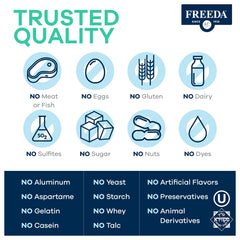Pouring Freeda magnesium citrate tablets from the bottle into a hand.