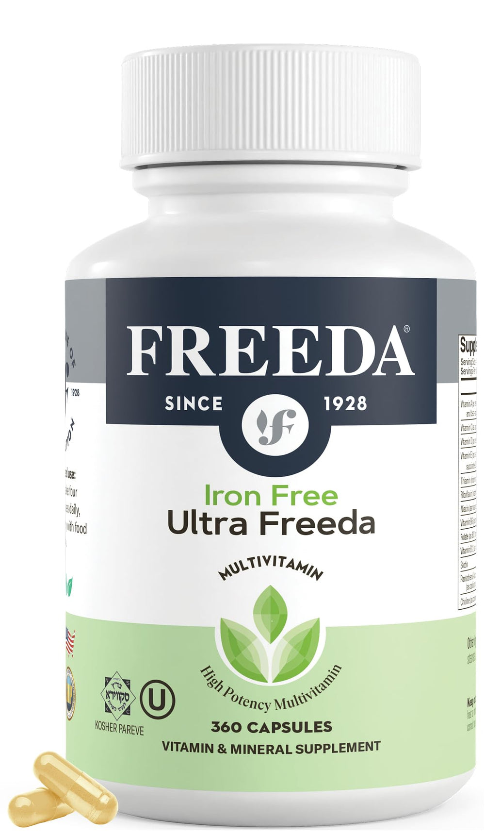 FREEDA Max-Strength multivitamin bottle front for daily energy support.