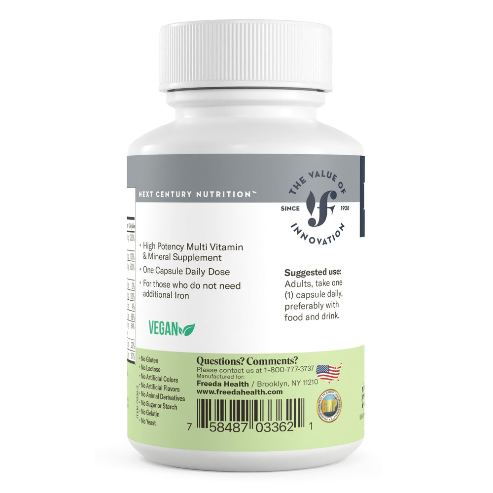 FREEDA One Daily Multivitamin unboxing video clip showing iron-free daily supplement.