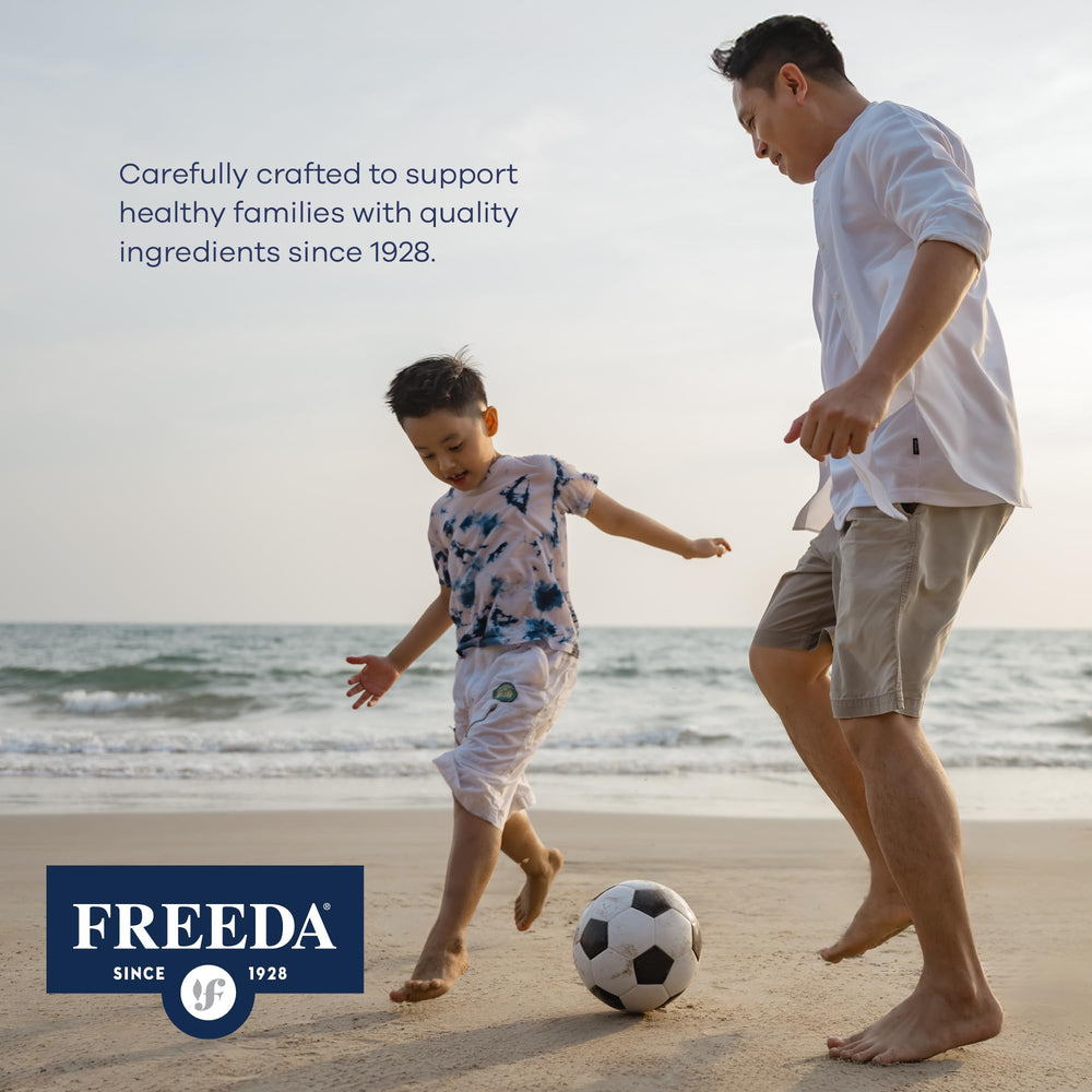 Freeda Third-party tested calcium citrate seal indicating purity and safety