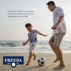 Freeda Third-party tested calcium citrate seal indicating purity and safety