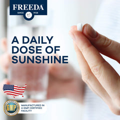 FREEDA Vitamin D3 3000 IU USA-manufactured facility image for trust.