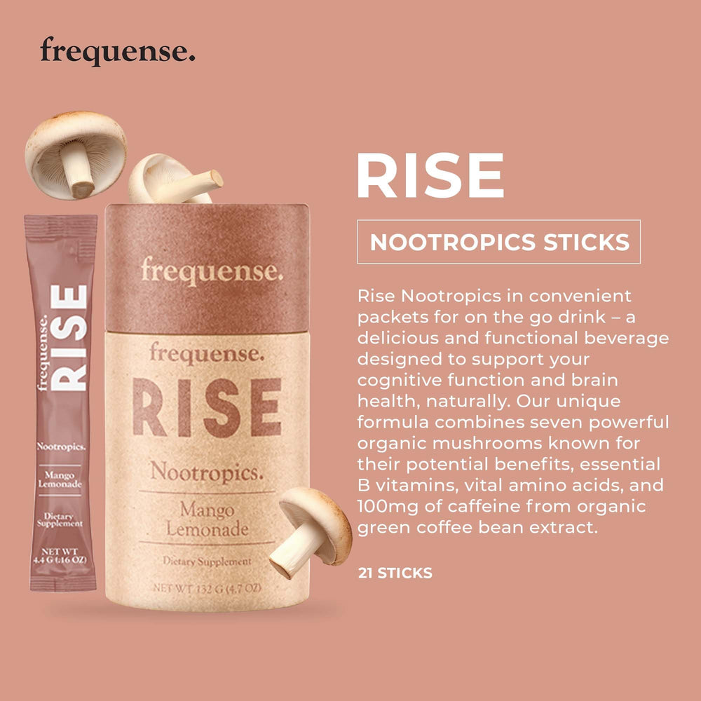 FREQUENSE Rise green-coffee-extract image signaling natural energy without jitters.