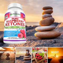Fresh Healthcare Raspberry Ketones bottle in hand for on-the-go use