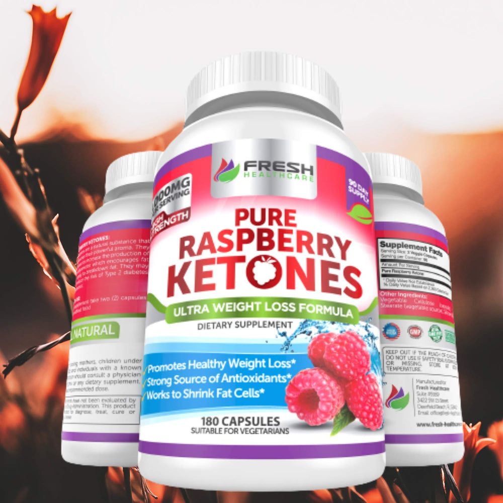 Fresh Healthcare Raspberry Ketones non-GMO seal signals clean ingredients