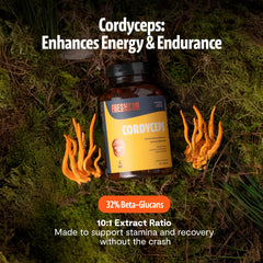 FreshCap Mushrooms Cordyceps capsules pour enables quick, convenient dosing during busy days