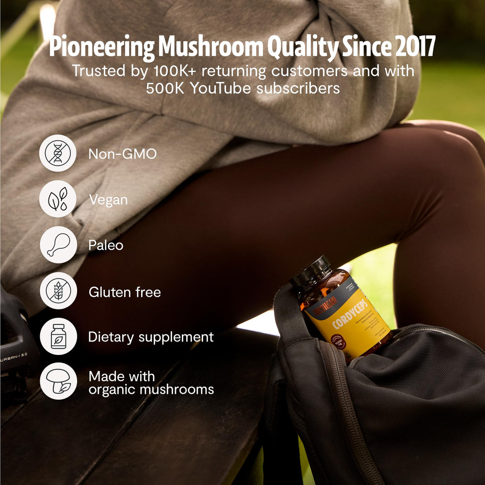 FreshCap Mushrooms Cordyceps capsules vegan-friendly for plant-based energy