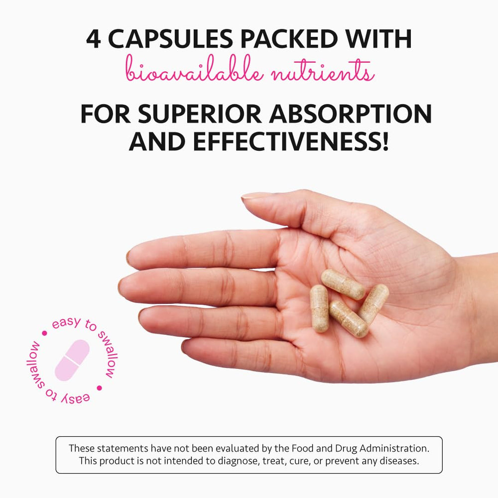 Freshly Moms Ayurvedic Elite Prenatal supplement closeup emphasizes folate and choline