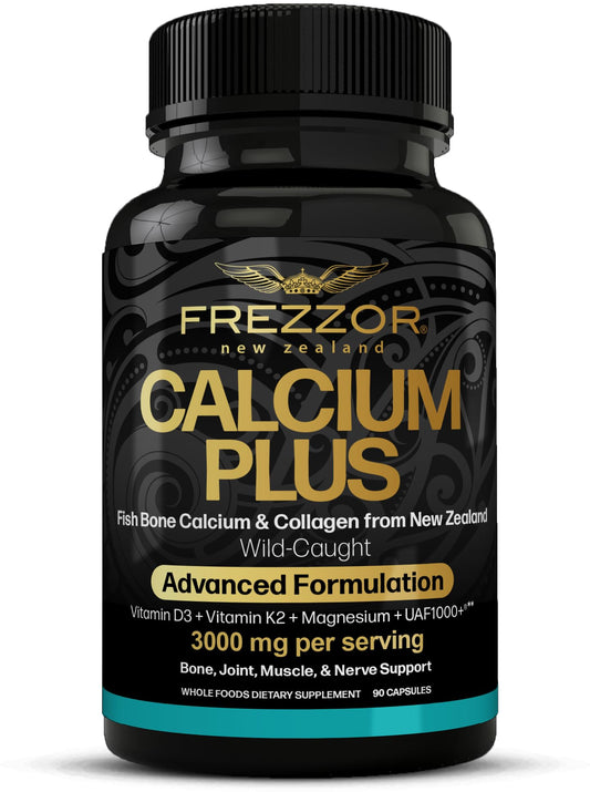 FREZZOR Calcium Plus bottle pour demonstrates easy daily bone support