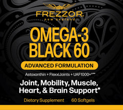 FREZZOR Omega-3 Black pack of 2 highlights value and two-month supply.